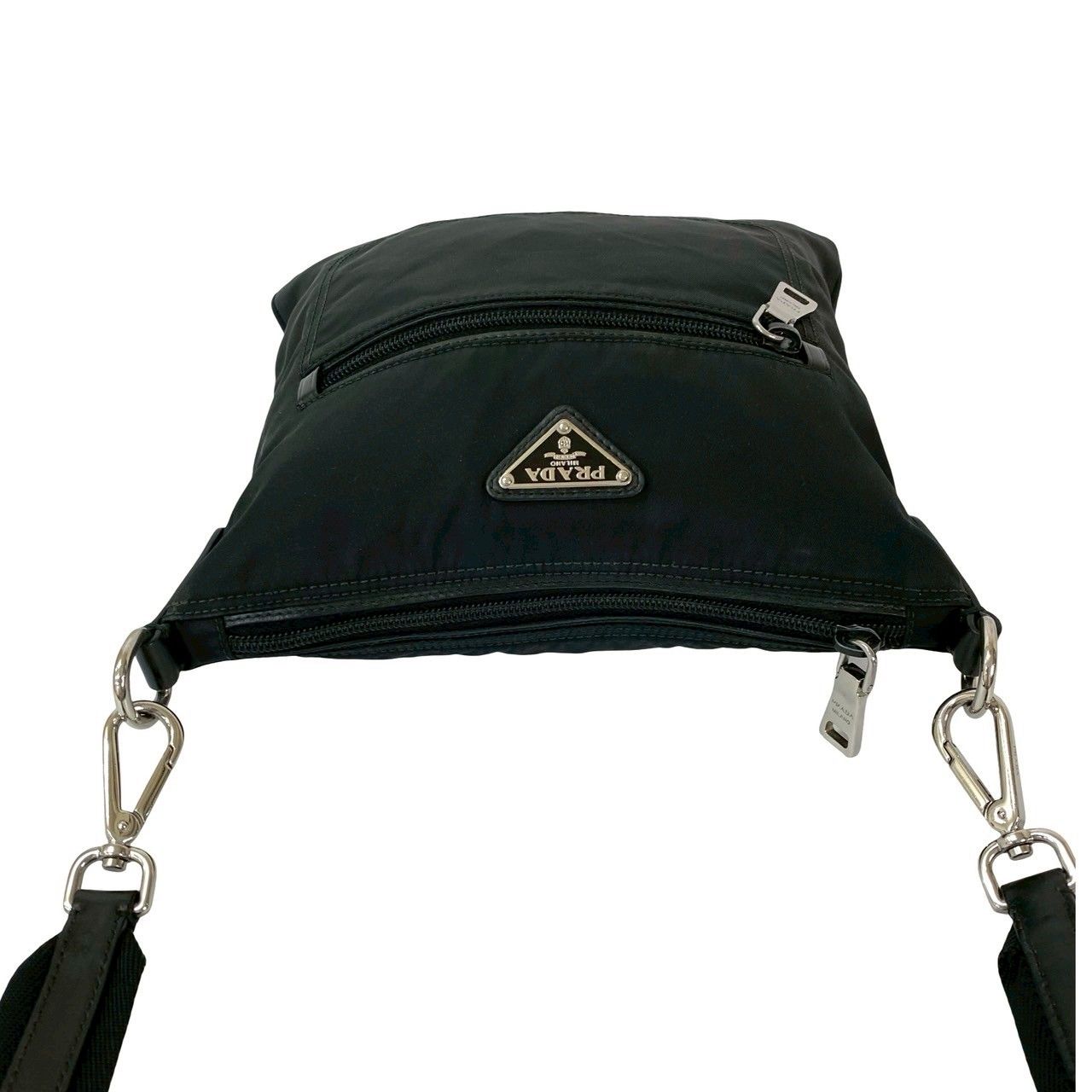 極 美品 PRADA プラダ 三角ロゴ 金具 テスート ナイロン レザー 本革  