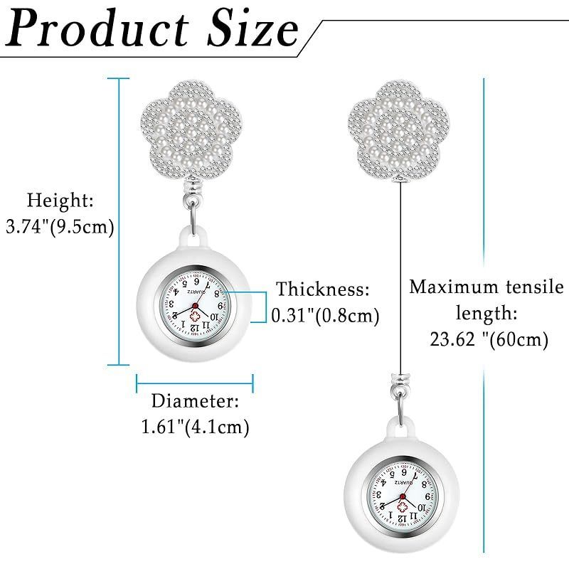 Lancardo ナースウォッチ 時計 看護師 シリコンウォッチ 懐中時計 クリップ 伸び縮み かわいい お花 レディース アナログ 時計 ポケット ウォッチ 1 - メルカリ