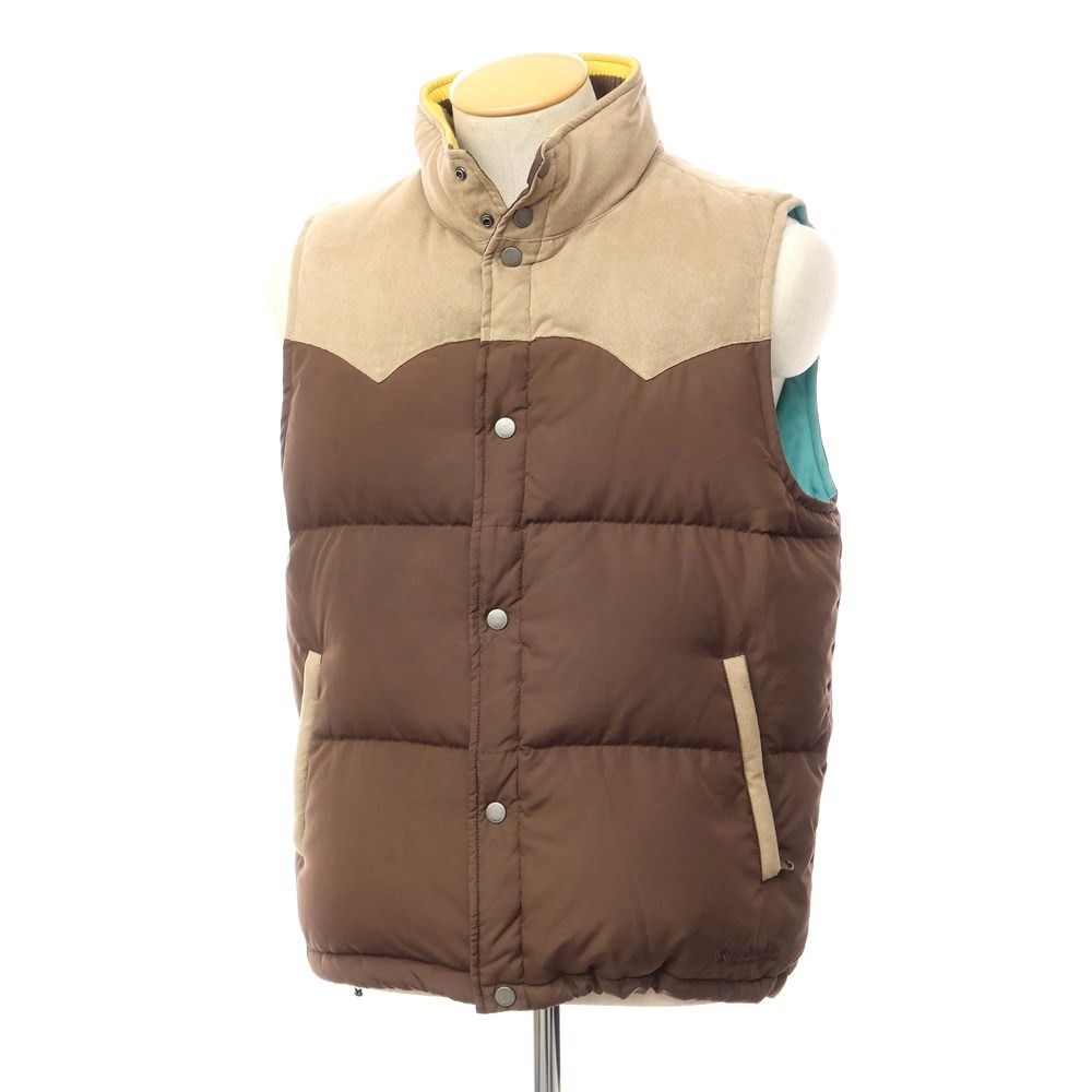 【中古】コロンビア Columbia ポリエステル ダウンベスト ブラウンxベージュ【サイズS】【メンズ】