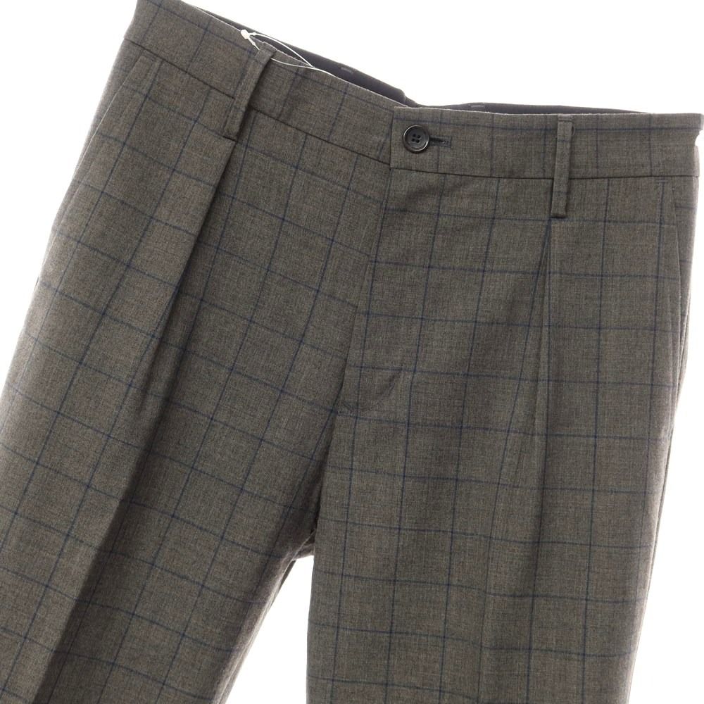 【中古】ジョンブル Johnbull ポリエステルウール チェック カジュアルスラックス パンツ ダークグレーxネイビー【サイズM】【メンズ】