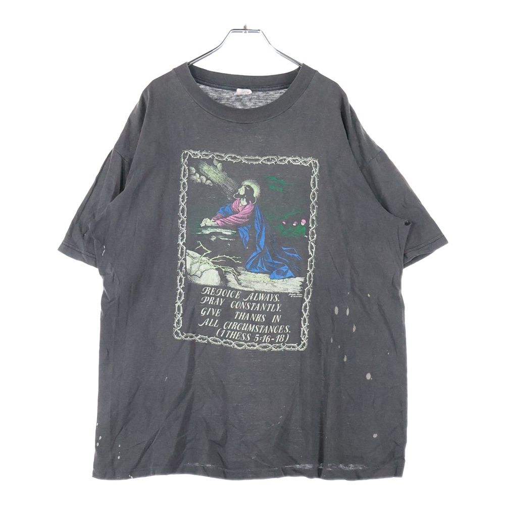 VINTAGE ヴィンテージ 90s JESUS CHRIST TEE キリスト フロントプリント半袖Tシャツ カットソー ブラック