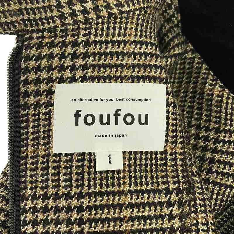 foufou グレンチェックラウンドカラーワンピース　サイズ1 foufou】グレンチェックラウンドカラーワンピース