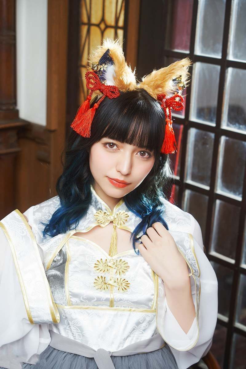 和柄カチューシャ 茶狐 [きつね耳 コスプレ 和風 ヘア