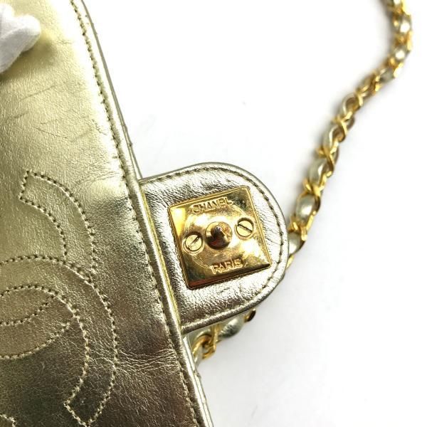良品 CHANEL シャネル ミニマトラッセ プッシュロック チェーン ショルダー バッグ ゴールド a1279 CHANEL - 良品 CHANEL シャネル ミニマトラッセ プッシュロック