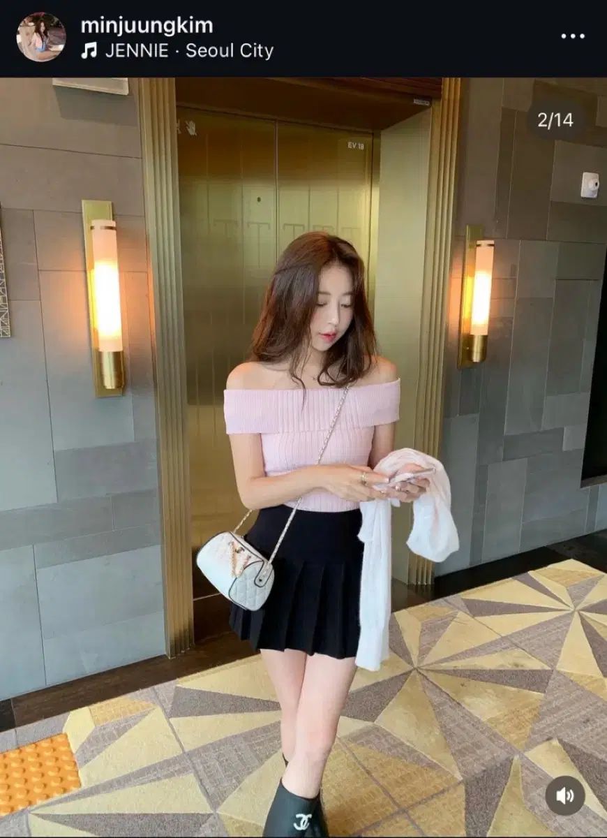 Siye シイェ ニットプリーツ スカート ブラック