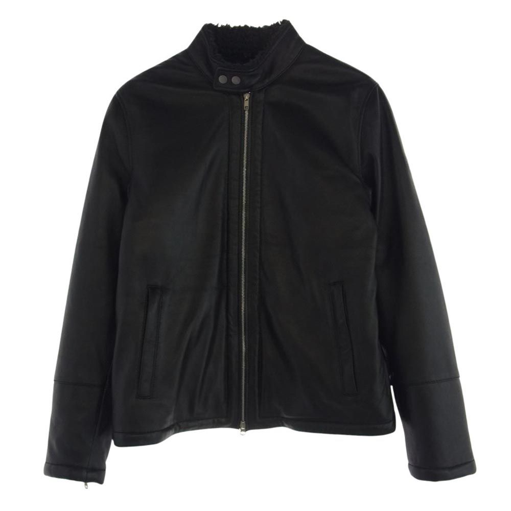 ライズ RIDEZ ボア シングル ライダース レザー ジャケット ブラック系 L【美品】【中古】