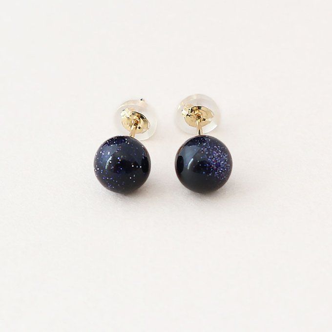 K18 ブルーゴールドストーン ラウンド 約5.5-6mm k18金スケルトンキャッチ付き スタッドピアス 直結タイプ 18金