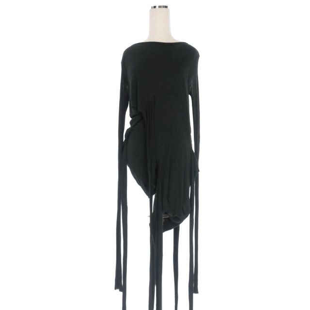 リックオウエンス Rick Owens LILIES アシンメトリーカットソー Tシャツ 長袖 38 ブラック 黒 LI02A4205-L 正規