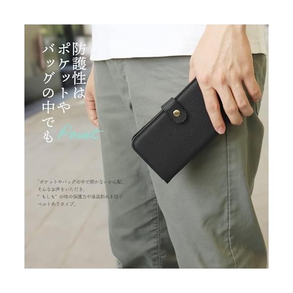iPhoneケース・スマホ・PC [HANATORA] iPhone12Pro ケース 手帳型 本革 シュリンクカーフレザー スマホケース マグネットなし ラベンダー