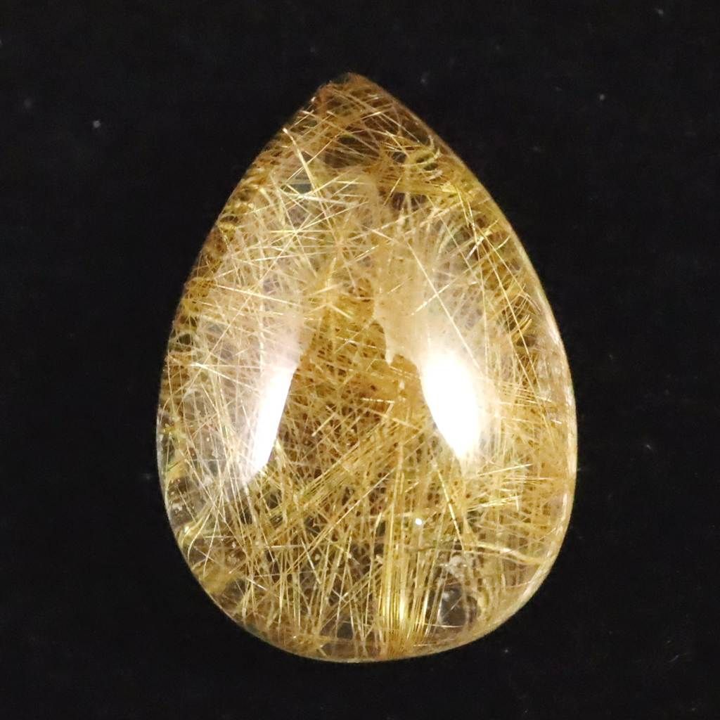 ヒマラヤ マニハール産 ゴールドルチル入り 水晶 ティアドロップ型 ルース 9.3ct 榎本通商41347