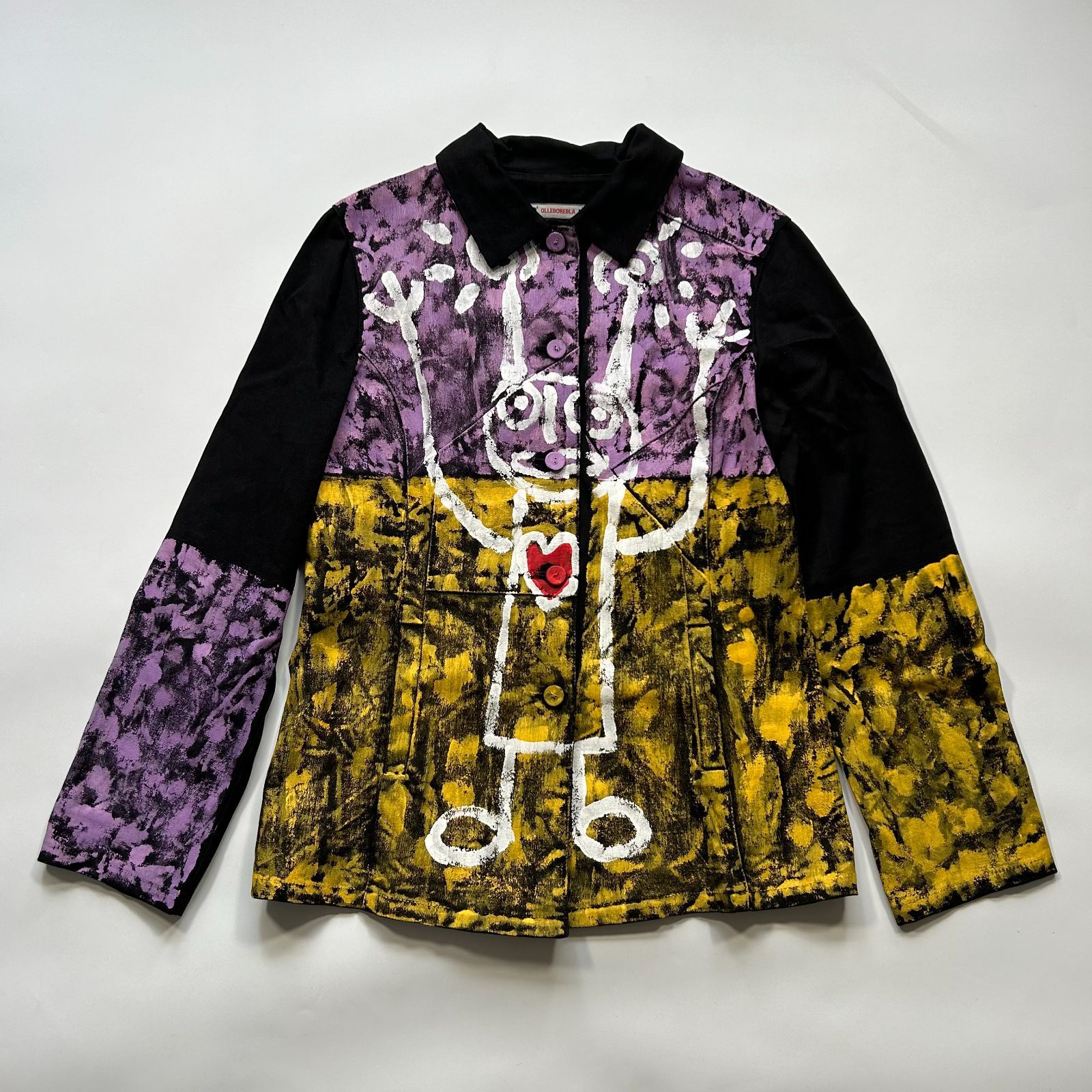 アルベロベロ コットンジャケット ペイント 手書き 総柄 マルチカラー