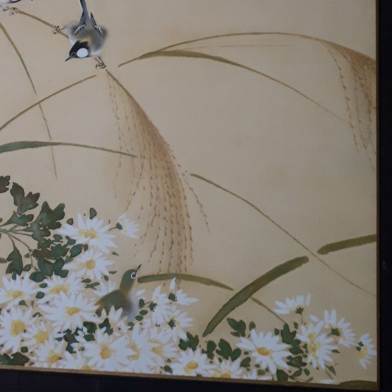 色紙アート 榊原紫峰 菊花 日本画 自然礼賛画 小鳥画 色紙絵