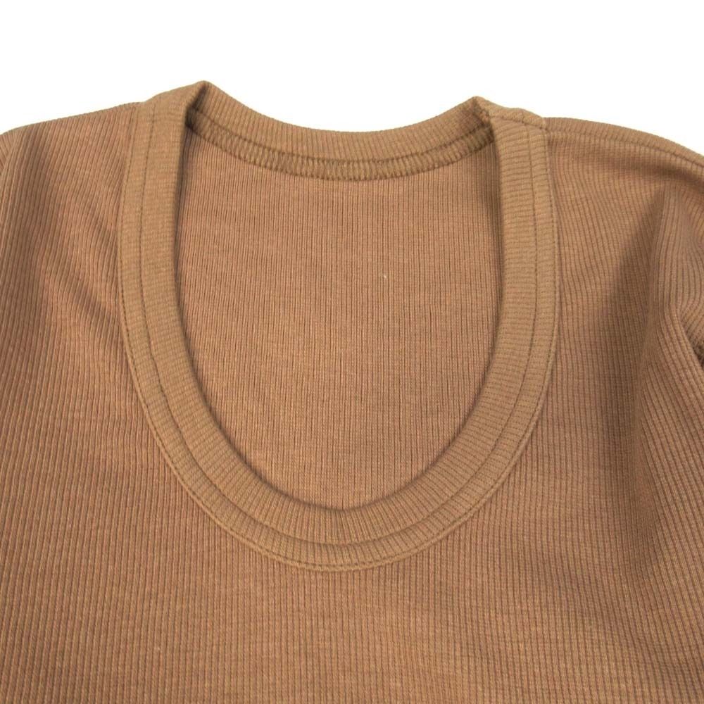 未使用 OVER NEATH オーバーニース リブ ロングスリーブ Tシャツ 長袖 Uネック カットソー S Mocha モカブラウン レディース 古着 中古 未使用 OVER NEATH オーバーニース リブ ロングスリーブ Tシャツ