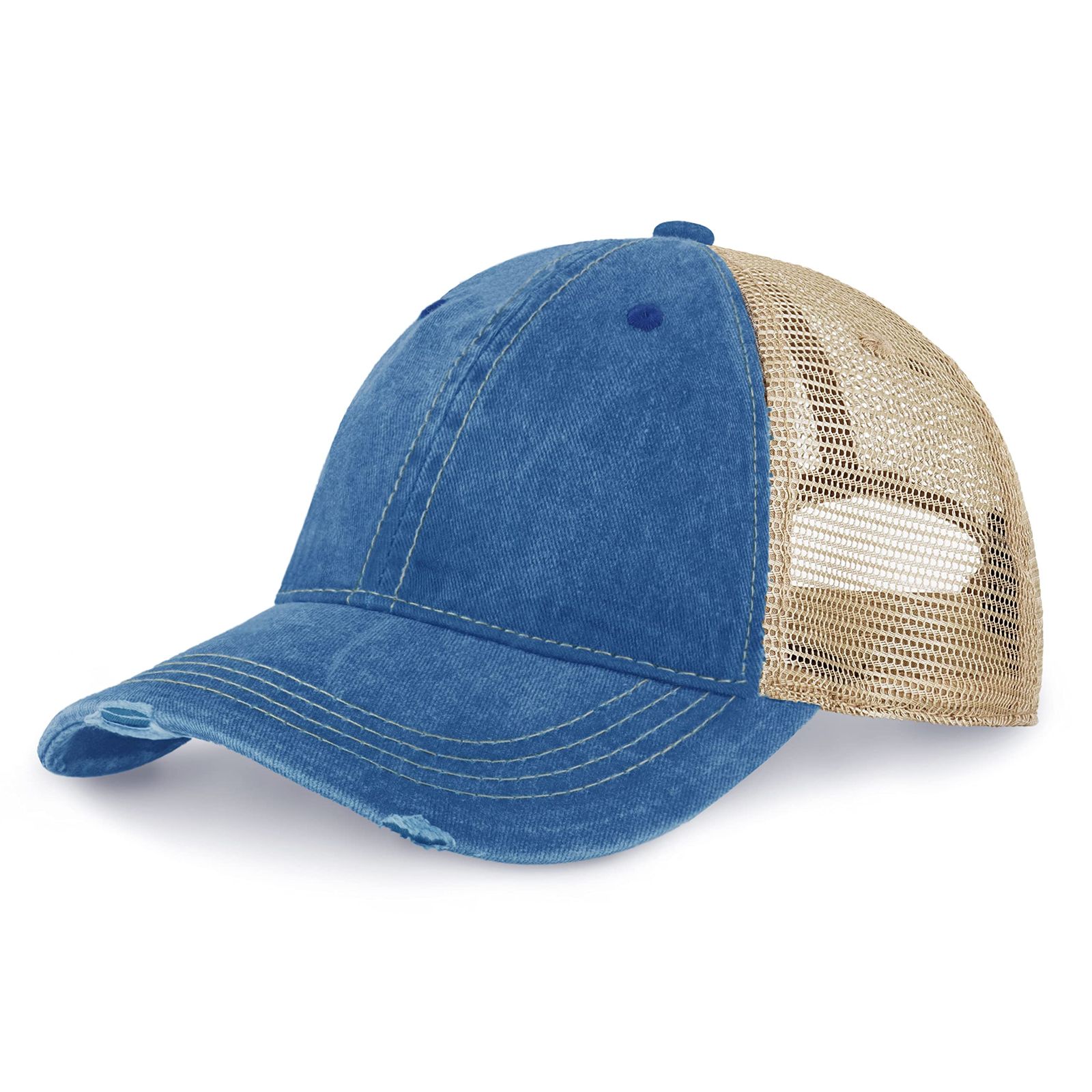 [CHOK.LIDS] メンズ 毎日のプレミアムウォッシュトラッカーハット構造化されていないヴィンテージユーズド加工顔料染めキャップ調節可能な屋外帽子 ワンサイズ ローヤル [ローヤル]