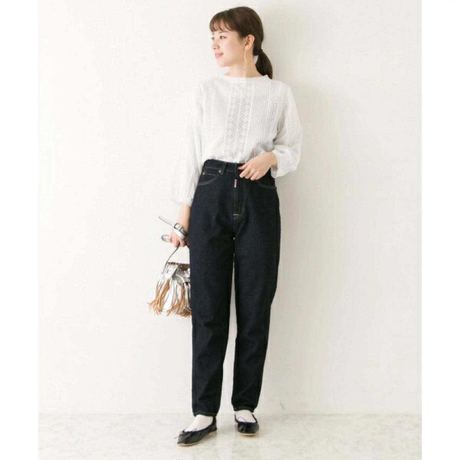 URBAN RESEARCH - アンティークレースブラウス(ロングスリーブ) BLACK URBAN RESEARCH アンティークレースブラウス(ロングスリーブ