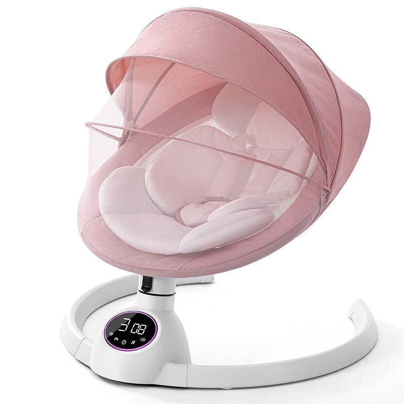 CHOZAN バウンサー 電動 ロッキングチェア 音楽再生機能付き オートスイング リクライニング機能 ママパパの育児味方 オールシーズン設計 SGS認証済 ピンク 0
