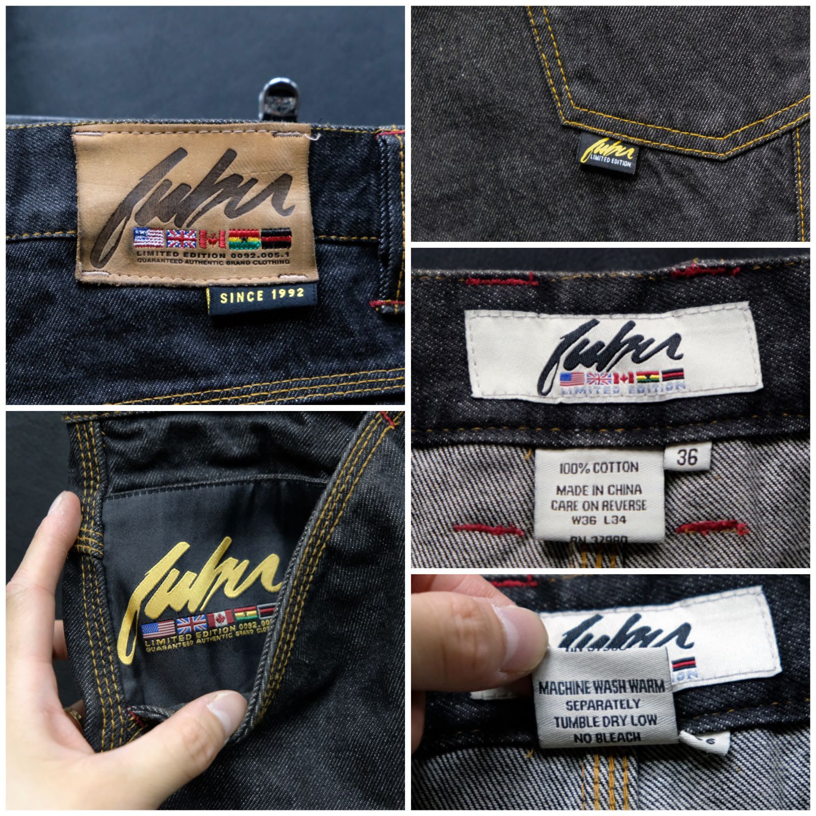 FUBU LIMITED EDITION ブラックデニム ペインターパンツ W36/約