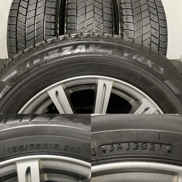 【BS BLIZZAK VRX3 195/65R15】スタッドレス【MiLLOUS 15インチ 6.5J5HPCD100+40】トヨタ純正ナット必須 21年製 50プリウス等　(MTF753)