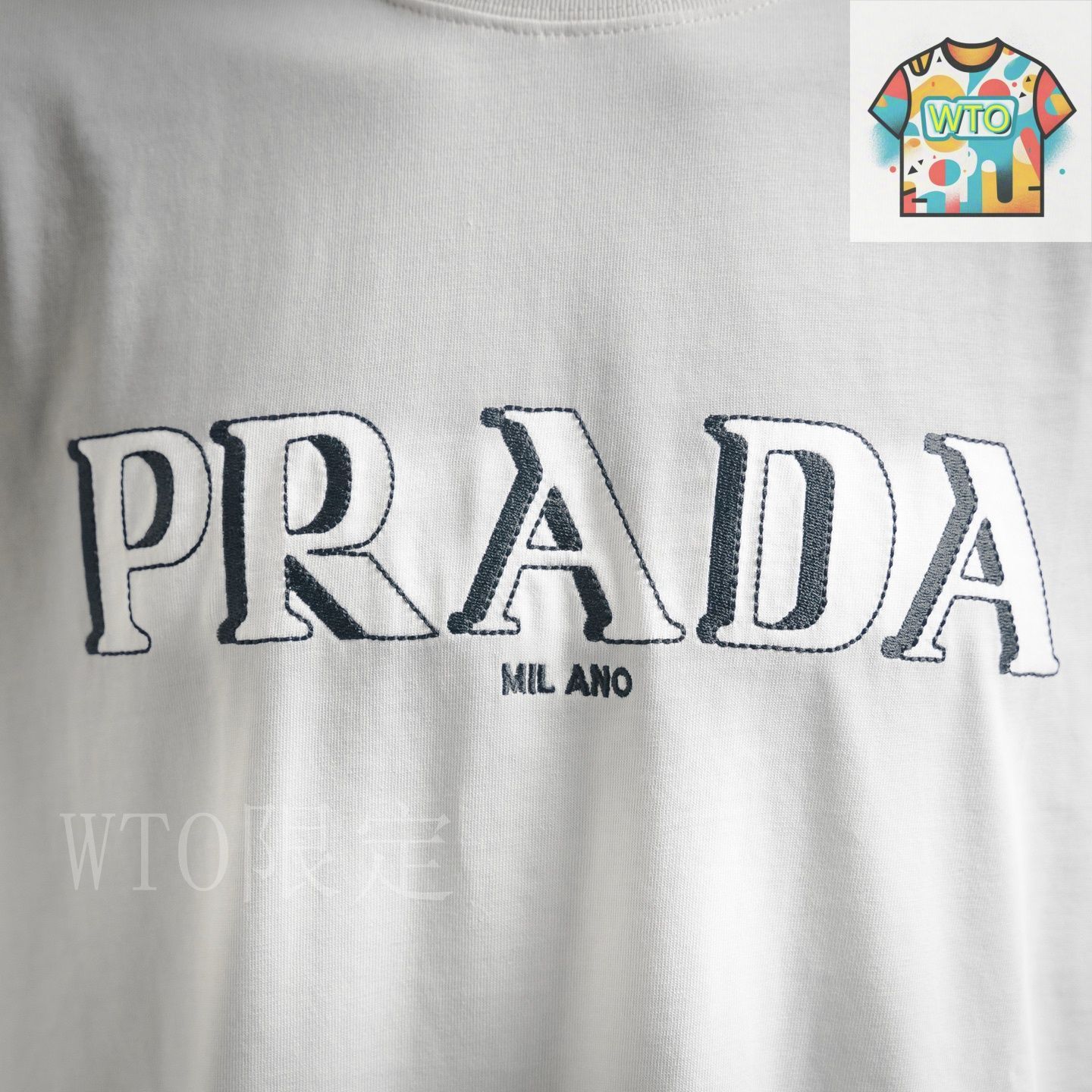 今日WTO】Prada 25ss 3D 文字刺繍 T シャツ-KN76 - メルカリ