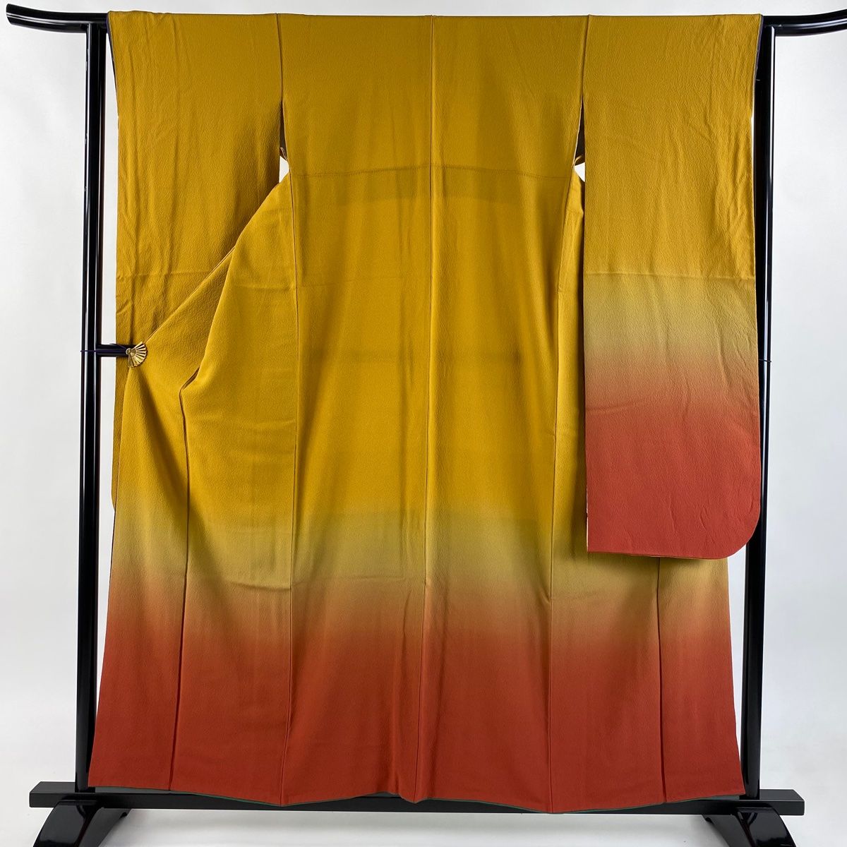 振袖 身丈156cm 裄丈62.5cm S 袷 裾ぼかし 山吹色 正絹 秀品