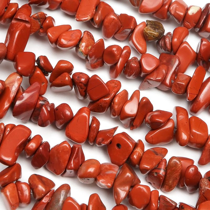 レッドジャスパー チップ 4～12mm［ロング連］【1連販売】 / 9-78