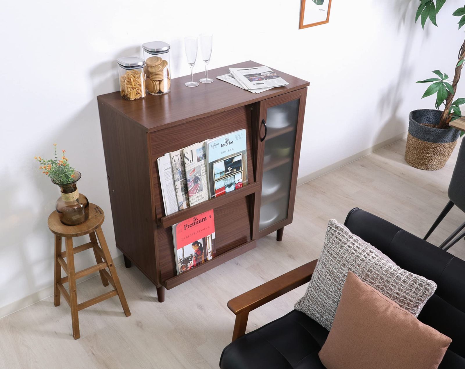 ダークブラウン キッチンキャビネット アルト 96604 リビング収納 不二貿易