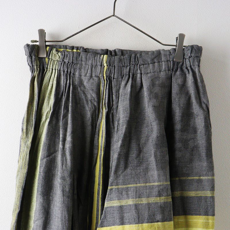 タマキニイメ tamakiniime 玉木新雌 wide pants LONG ワイドパンツ ロング /グレー イエロー 薄手 ジャガード 【2400014549102】