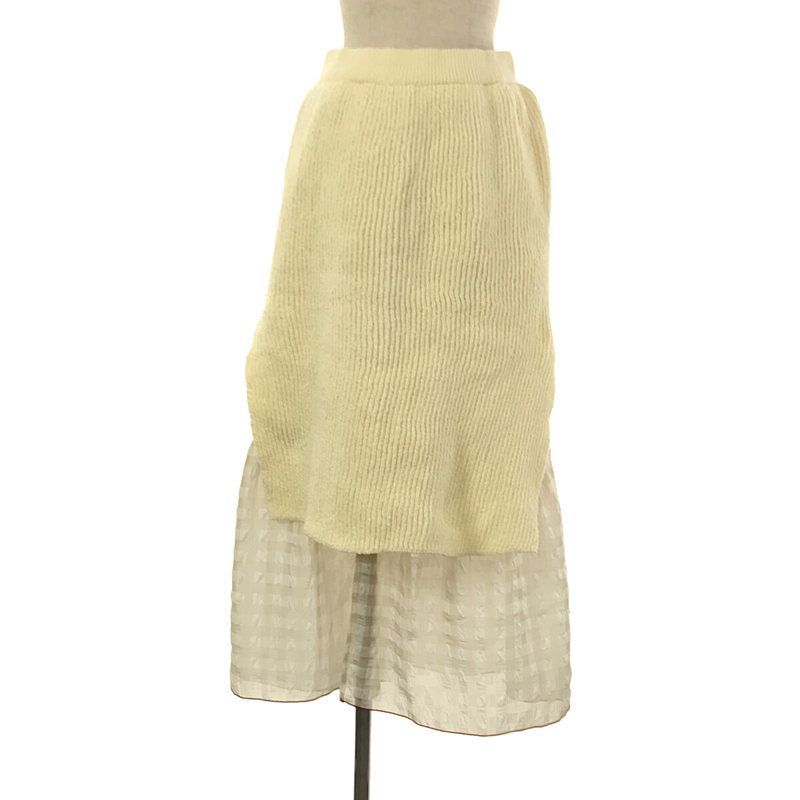 GinghamYUKI SHIMANE Gingham Rib knit skirt