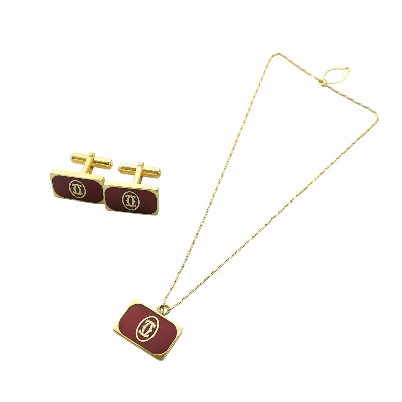 カルティエ Cartier カフスボタン タイタック セット ロゴ セット ゴールド色 GY11 |MQ OH