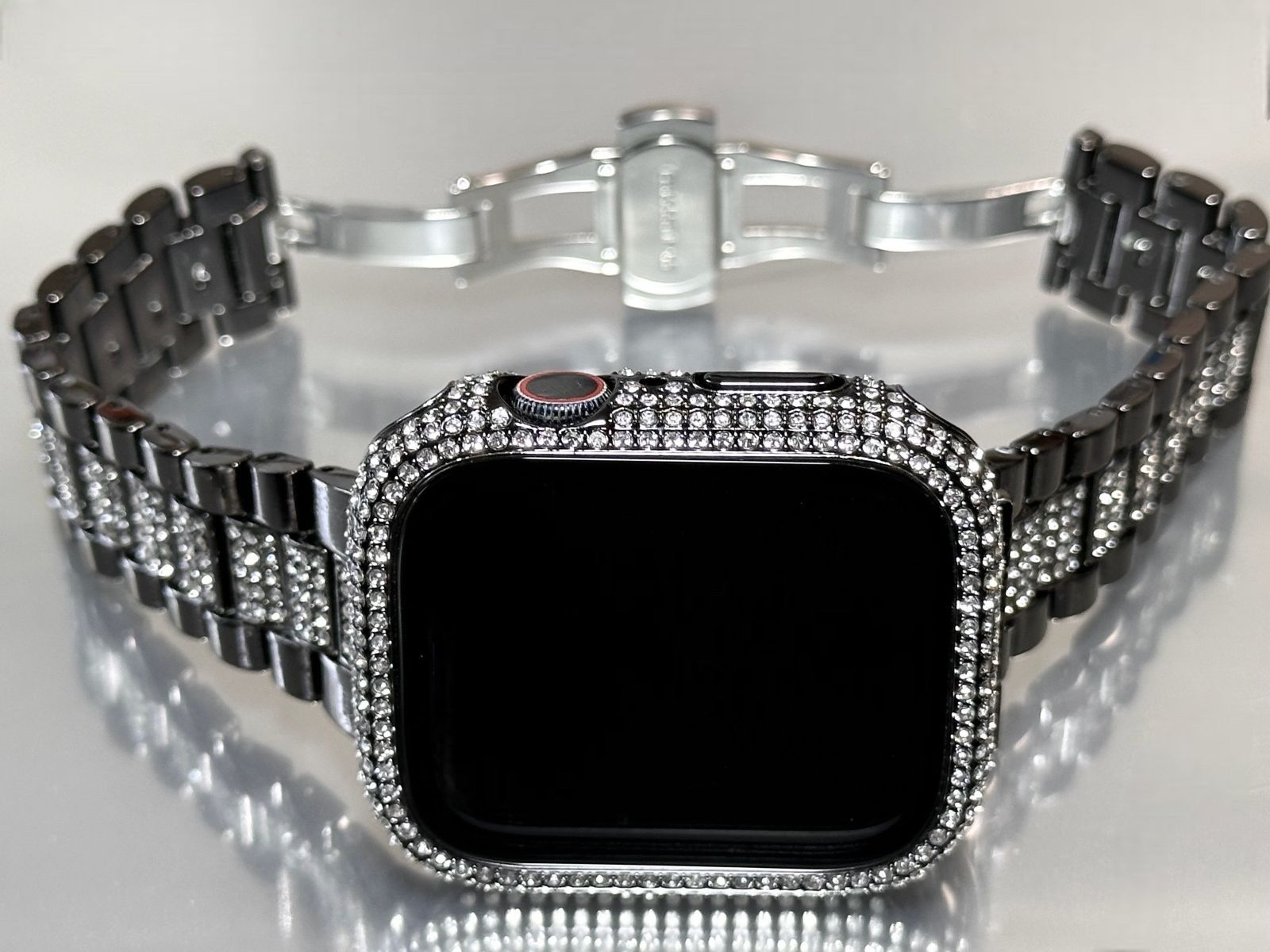 Apple WatchステンレスGバンドキラキラApple Watchカバー レッド Apple WatchステンレスGバンドキラキラApple Watchカバー レッド