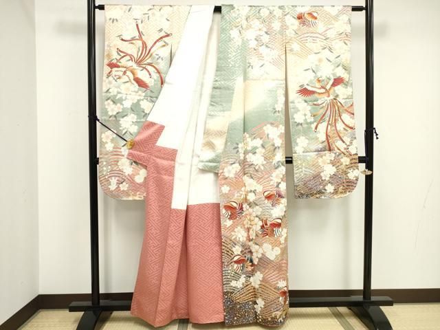 平和屋着物□豪華振袖 駒刺繍 鴛鴦鳳凰花文 暈し染め 金銀彩 平和屋着物□豪華振袖 駒刺繍 鴛鴦鳳凰花文 暈し染め 金銀彩
