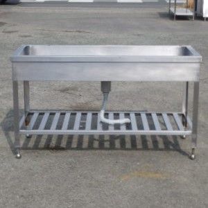業務用 ステンレス 1槽 舟形 シンク W140 D60 H80 76～84 cm 厨房 舟型 槽内寸W1308D508深162mm 槽へこみ 配管穴あり