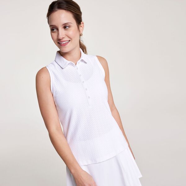 キャリー レディース ポロシャツ トップス CALIA Women s Renew Sleeveless Golf Polo Pure White