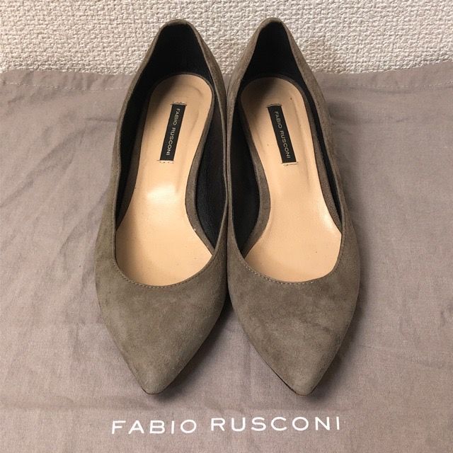 ファビオルスコーニ フラットシューズ グレー スエード ポインテッドトゥ