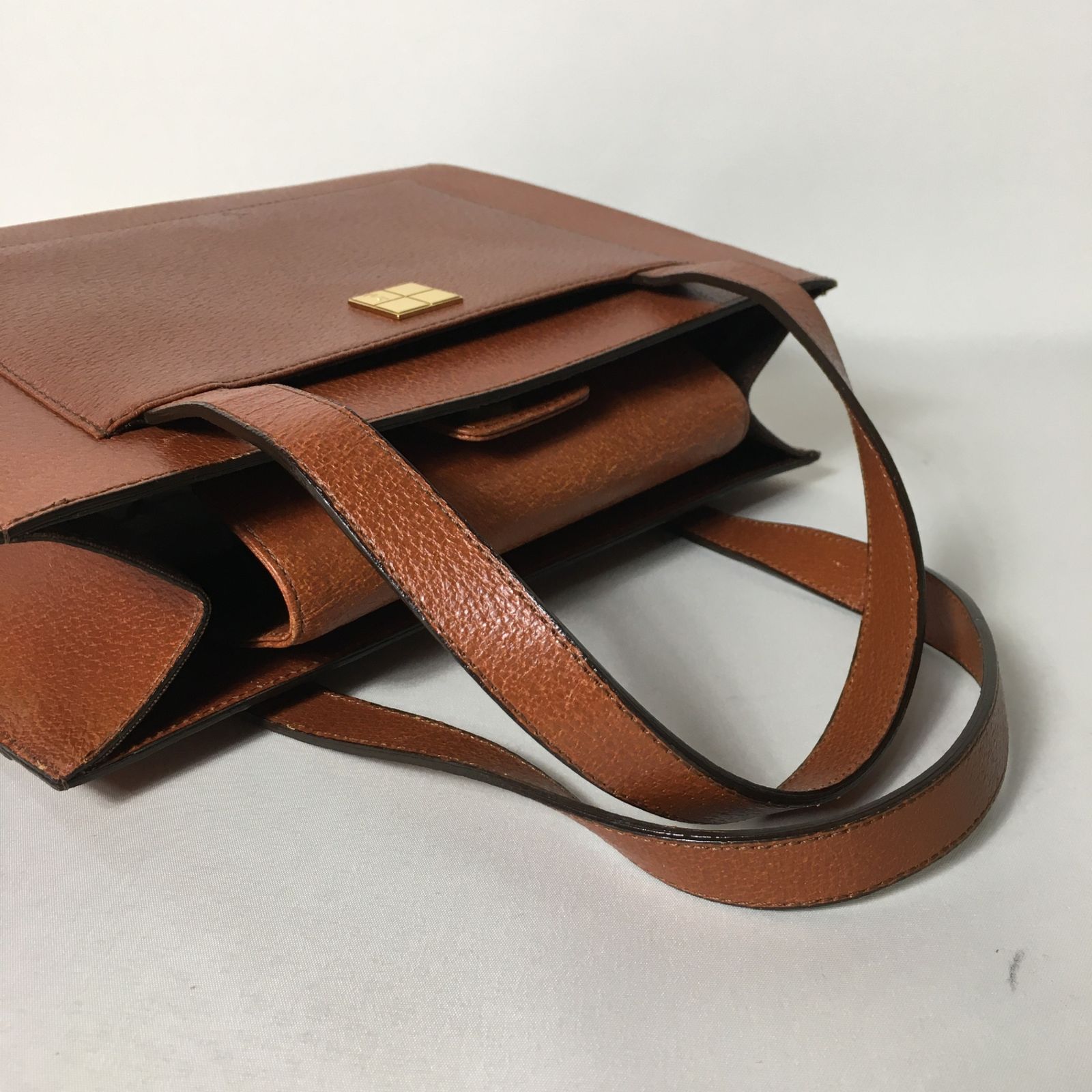 2506-5｜美品｜イヴサンローラン ハンドバッグ ブラウン YSLロゴ金具