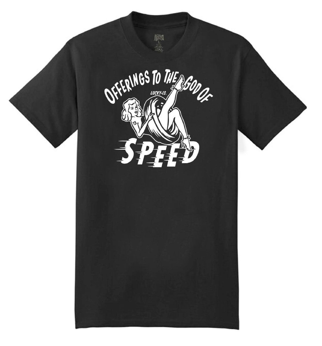 ラッキー13 Tシャツ LUCKY13 The OFFERINGS PIN UP 黒 God Of Speed