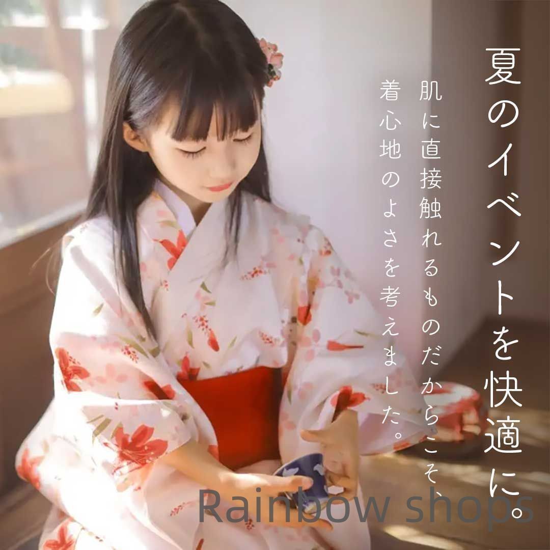 子供用 赤い花の着物