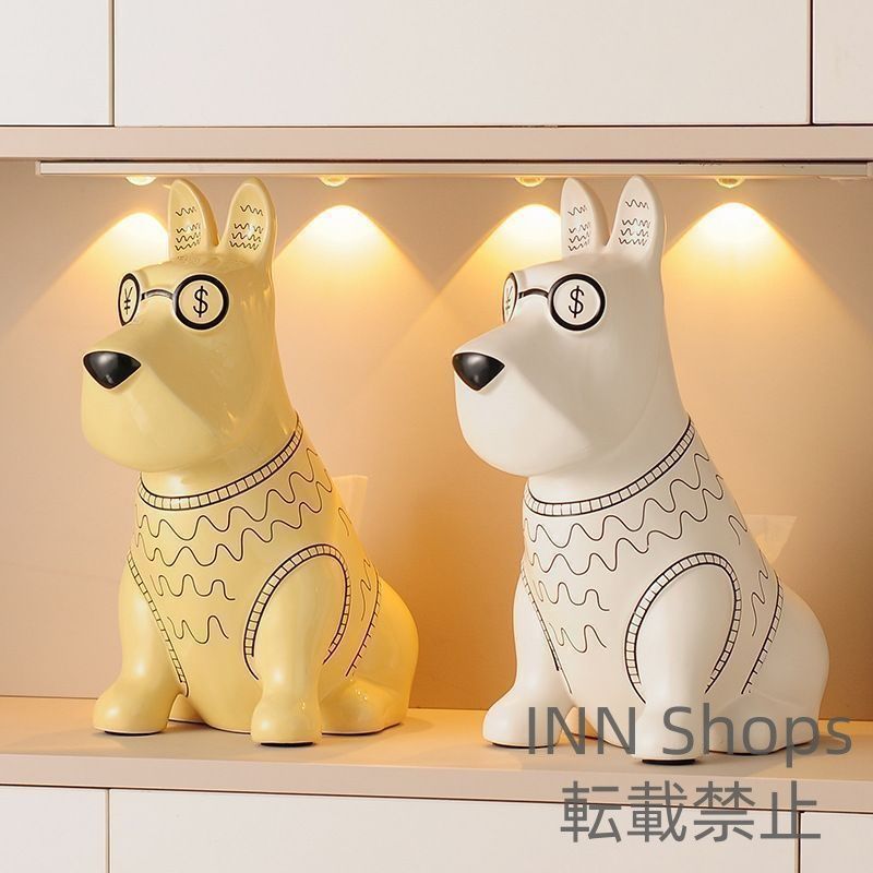 卓上オブジェ 置物 セラミック 犬 ティッシュボックス リビングルーム コーヒーテーブル 陶器製 ベッドルーム おしゃれ アニマル 動物 かわ dwcp60