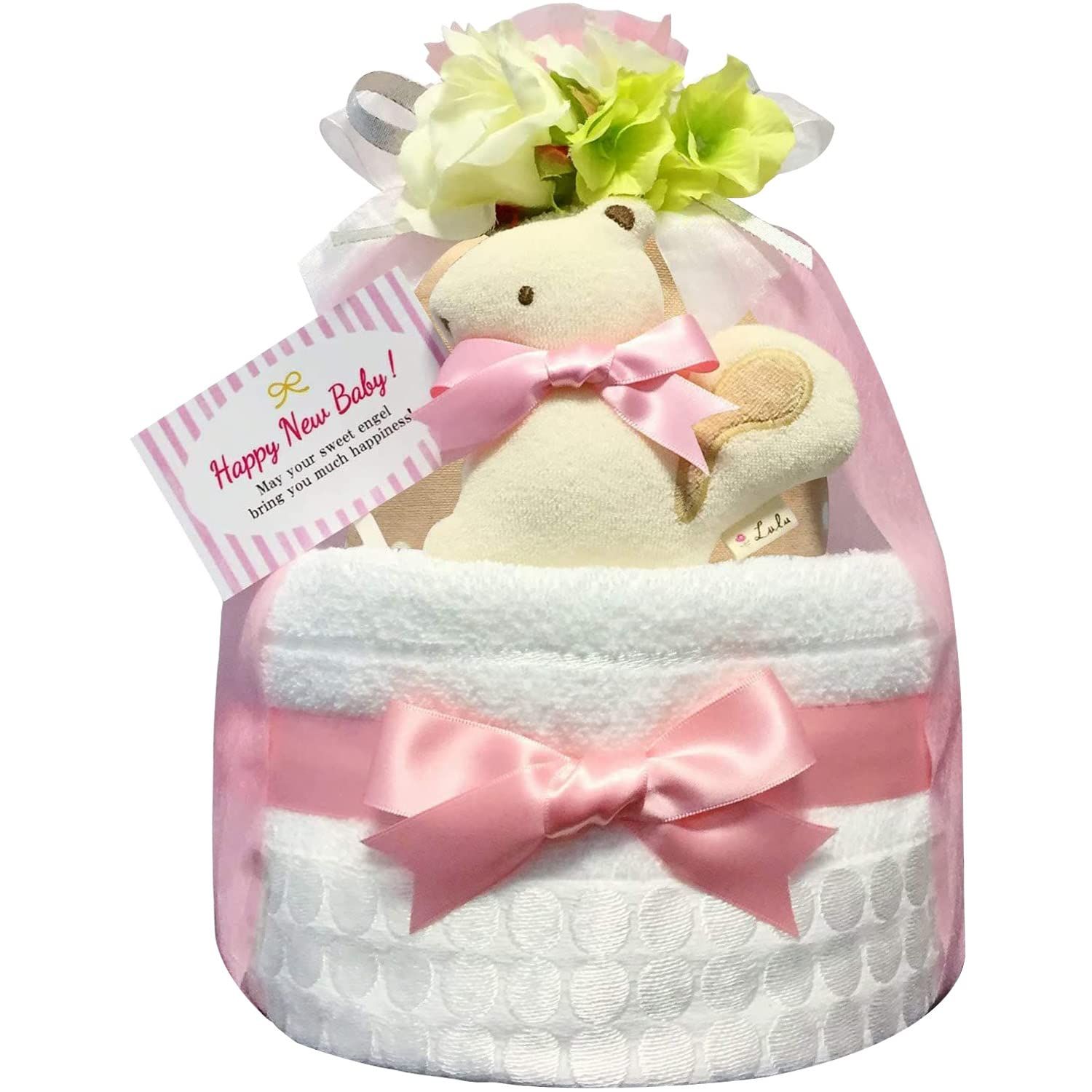 正規品，豊富な KanonBabys おむつケーキ 女の子 今治 オーガニック 出産祝い 2段 Sサイズ 6101 [Sサイズ (x 22)] その他