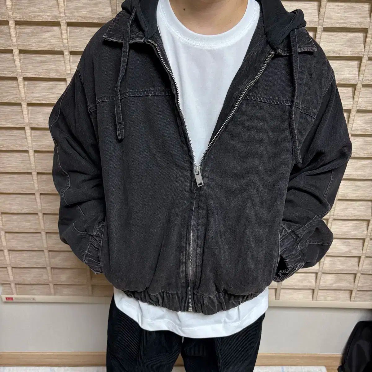 ザラ メンズ フード デニム ジャケット L