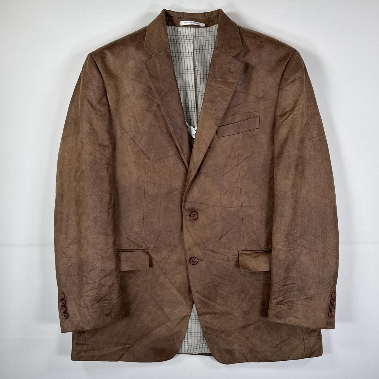 USA古着 ラルフローレン RALPH LAUREN スエード テーラードジャケット フェイクレザー スウェード ブレザー スーツ 大きいサイズ ブラウン メンズ