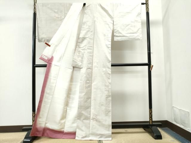 平和屋着物●本場大島紬　白大島　短冊重ね吉祥文　やまと誂製　大山謹製　証紙付き　正絹　逸品　CAAS7091yc 平和屋着物○本場大島紬 白大島 短冊重ね吉祥文 やまと誂製 大山