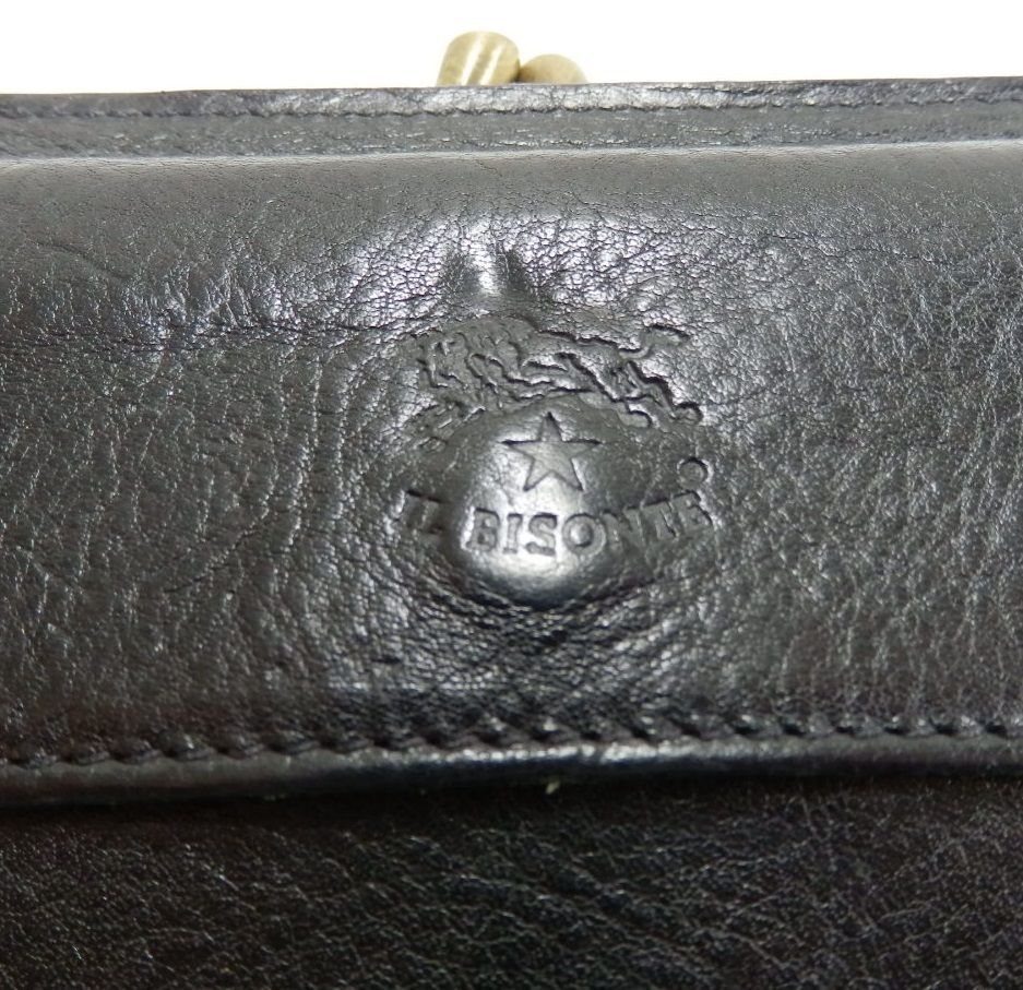 IL BISONTE イルビゾンテ 長財布 がま口小銭入れ付 C0911P ブラック  
