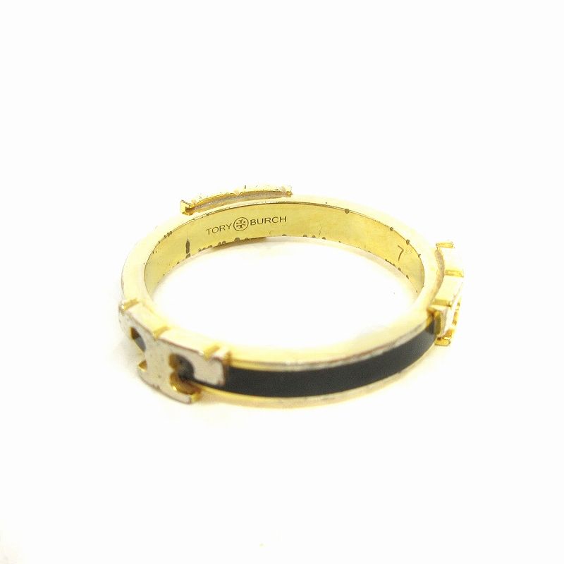トリーバーチ ゴールド ブラック 黒 金色 リング 指輪 トリーバーチ TORY BURCH セリフT 指輪 リング 黒 ブラック
