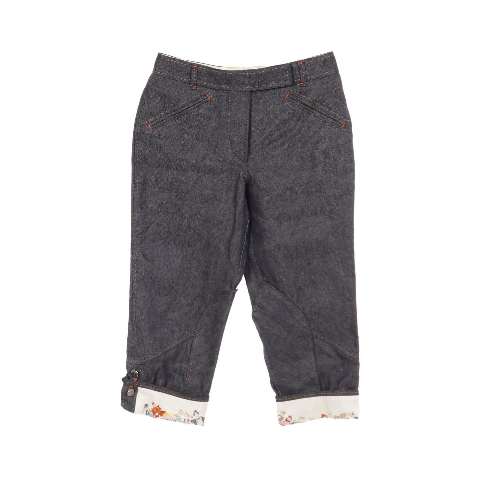 希少美品✨エルメス Cirque Molier デニムパンツ シルク リネン エルメス HERMES デニムパンツ CIRQUE MOLIER ファブリック シルク
