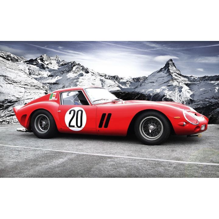 絵画風 壁紙ポスター (はがせるシール式) フェラーリ 250 GTO 1962年 名車 史上最高額 キャラクロ F25G-001W2 (ワイド版 603mm×376mm) ＜日本製＞ ウォールステッカー お風呂ポスター