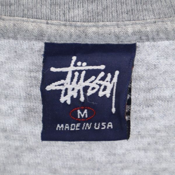 ステューシー 90s USA製 紺タグ ロゴプリント 半袖 Tシャツ M 杢グレー ...