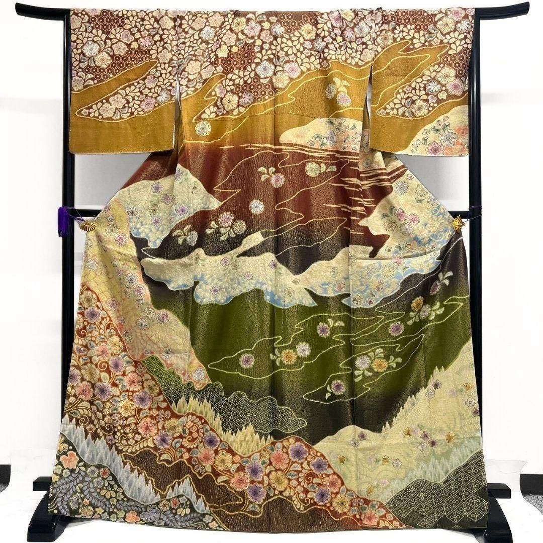 金通し　霞取り　辻ヶ花　藤の花　花菱　訪問着　着物　032a p 金通し 霞取り 辻ヶ花 藤の花 花菱 訪問着 着物 032a p - メルカリ