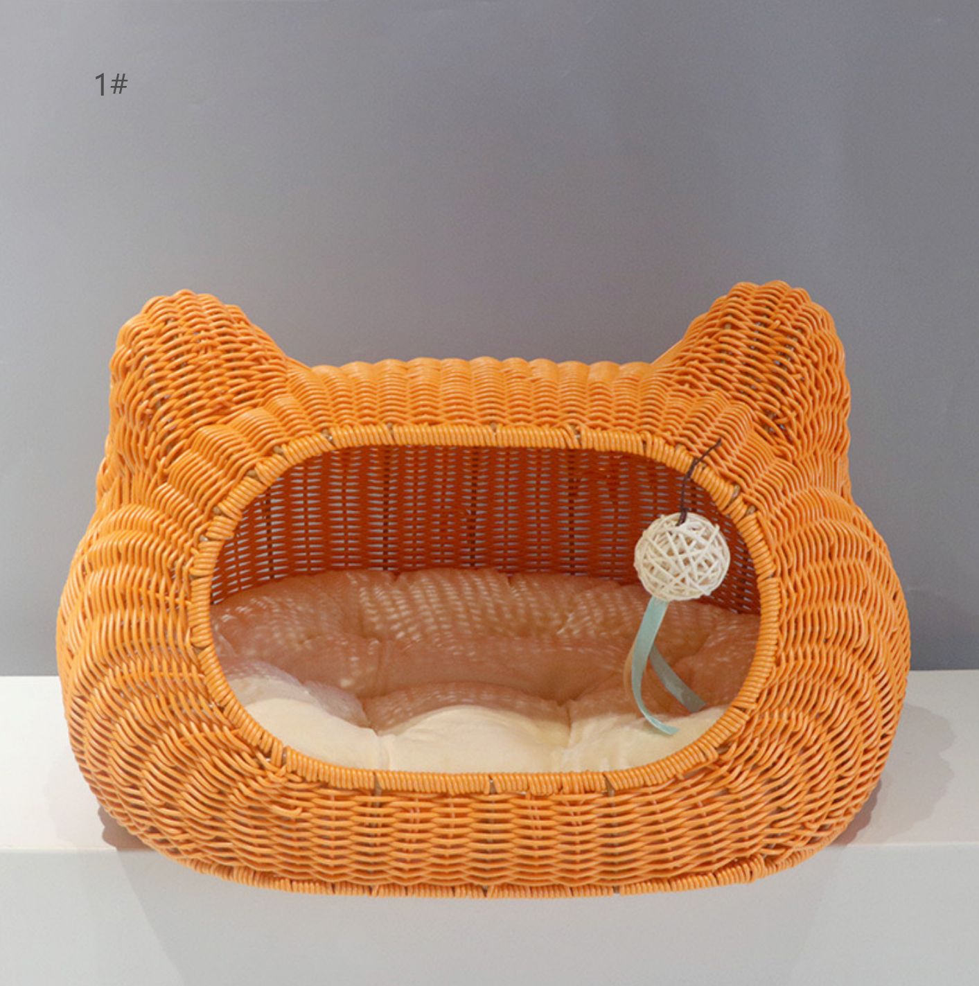 水洗 籐編み猫小屋四季通用猫籠犬小屋ペット用品手編み半閉鎖猫小屋 サイズ 縦59 cm幅40 cm高さ38 cm 25斤内犬猫使用8色オプション