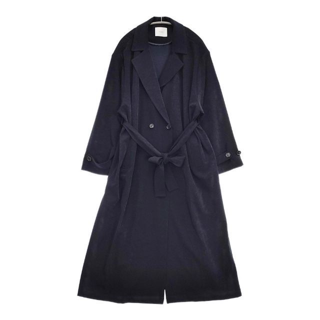 MANOF OVER LONG COAT 定価30800円 86101-0012 ベルト付き トレンチコート ネイビー レディース マノフ 5-0921M∞